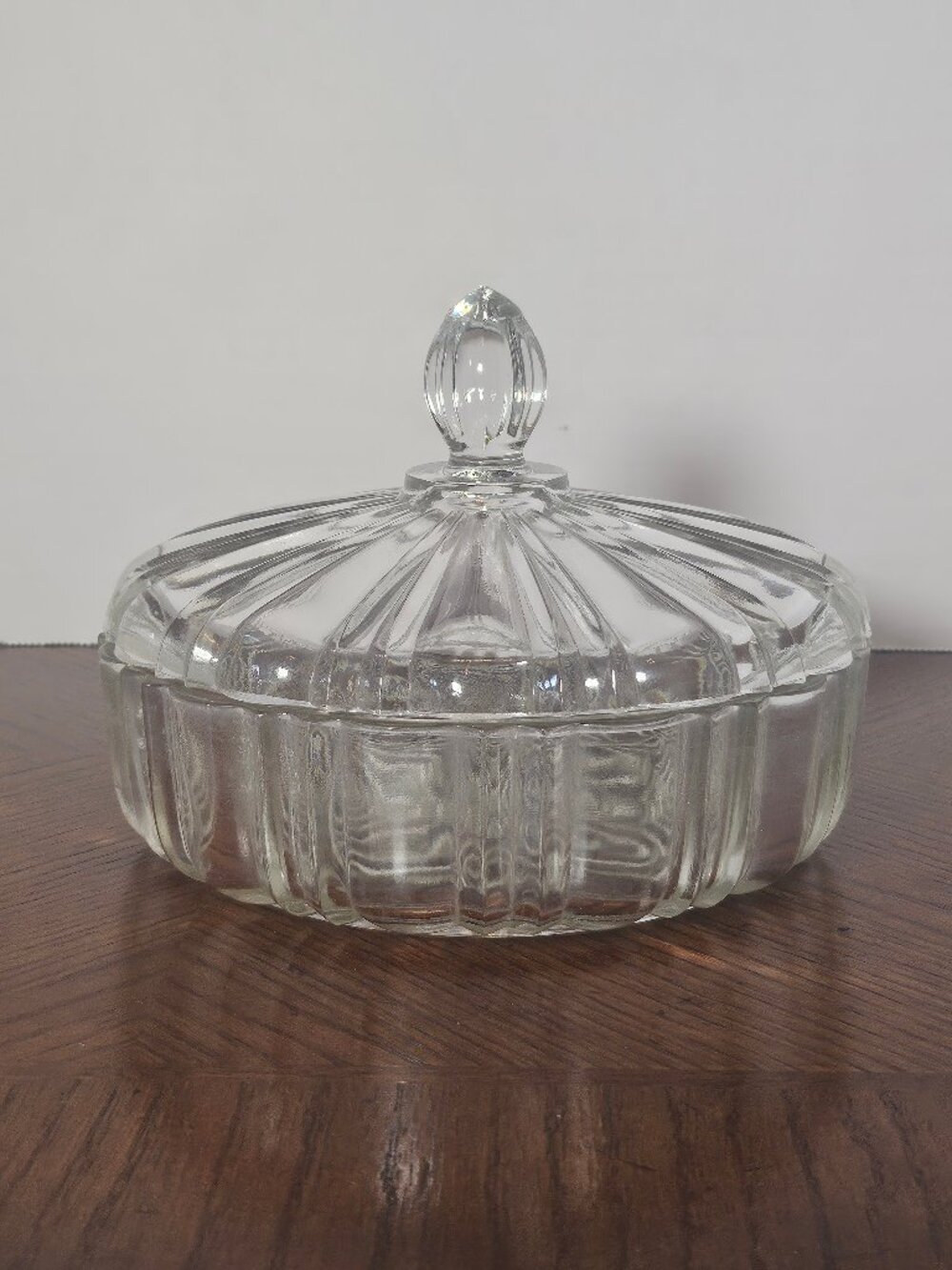 Anchor Hocking "Old Cafe" Clear Covered Candy Dish Lid 1930s Depression Glass